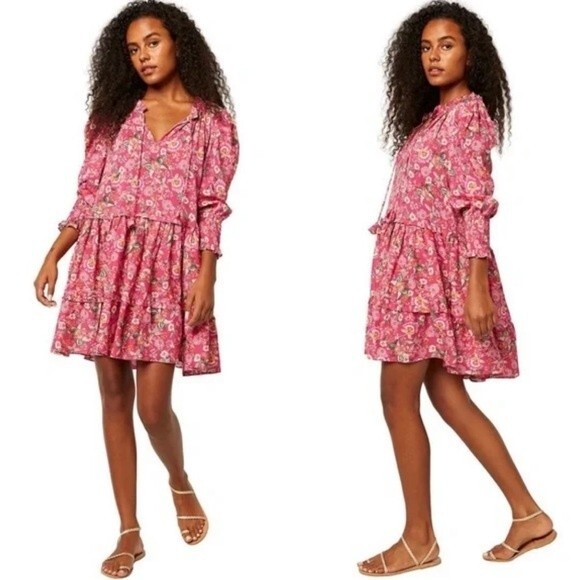 Misa Maya Mini Dress Falaise Floral Color: Pink Size S - Picture 2 of 8